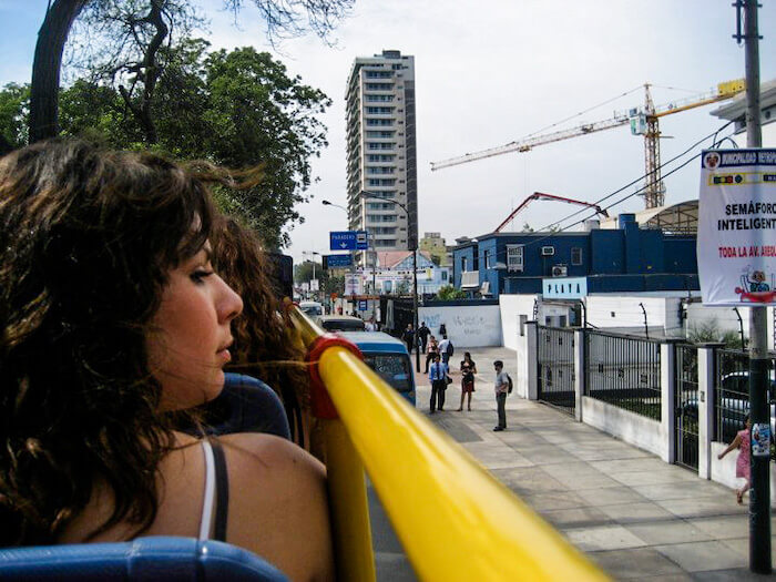 Riding a Lima city bus tour