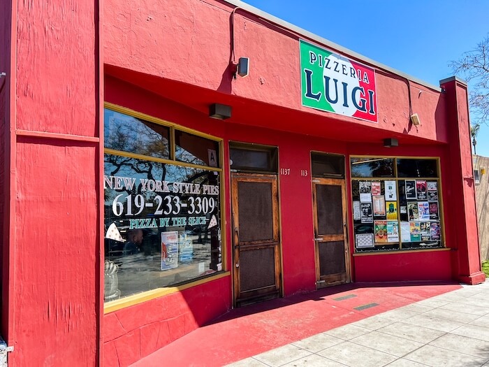 The outside of a pizza shop in Golden Hill, San Diego