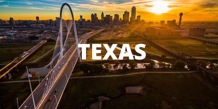 An aerial view of a Texas city
