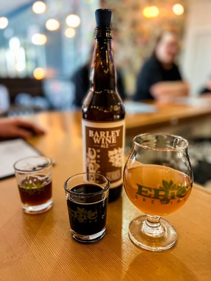 A beer and taster at Epic Brewing in Salt Lake City