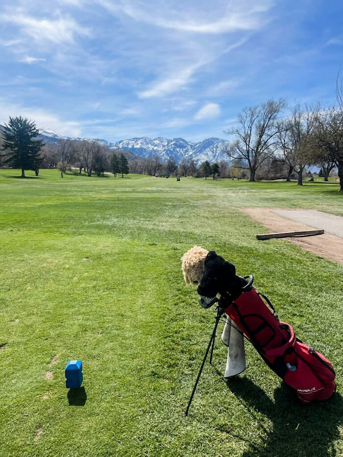 A set of golf clubs at Bonneville Golf Course in Salt Lake City