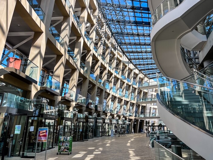 The inside of the Salt Lake City Public Library in Salt Lake City