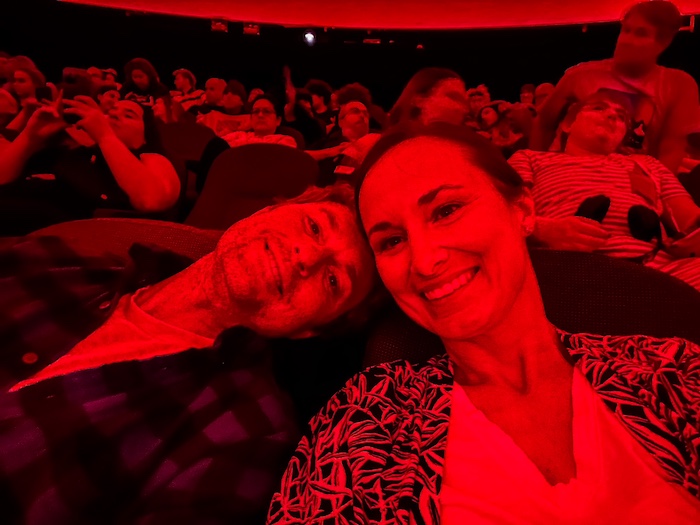 A couple watches a cosmic light show in Salt Lake City.