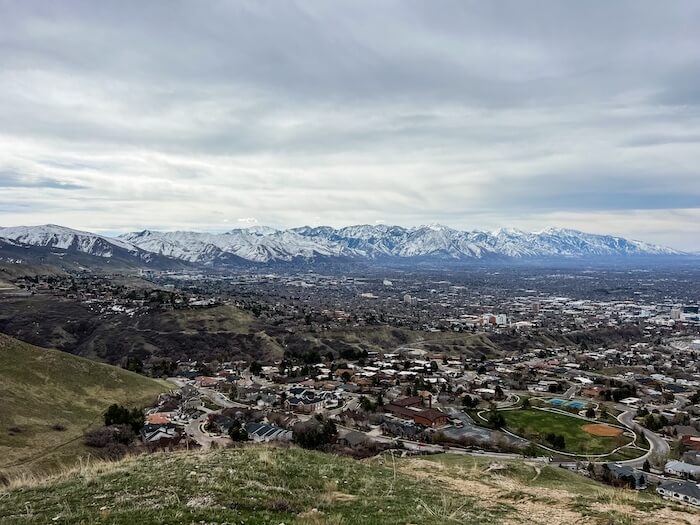 A view from the top of Ensign Peak in Salt Lake City