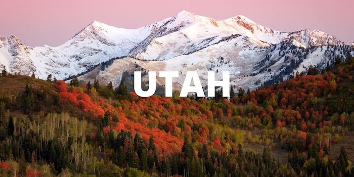 A mountain in UTAH against a pink sky