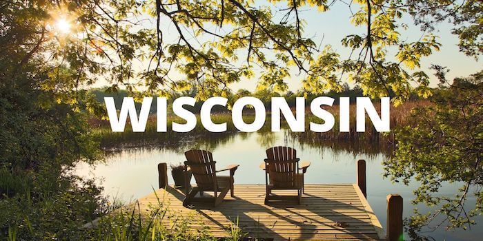 Fall leaves against a lake on the WISCONSIN main page