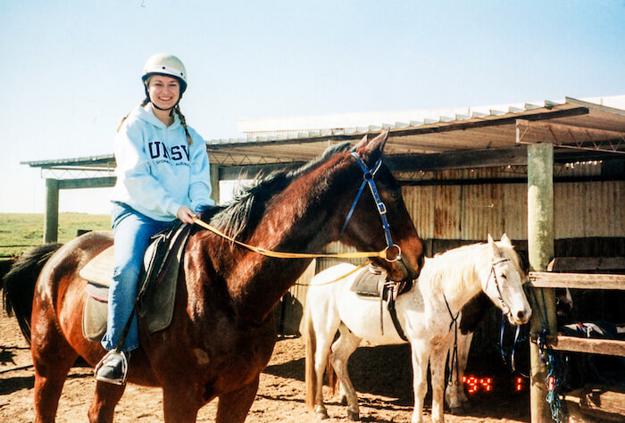 A woman on a horse