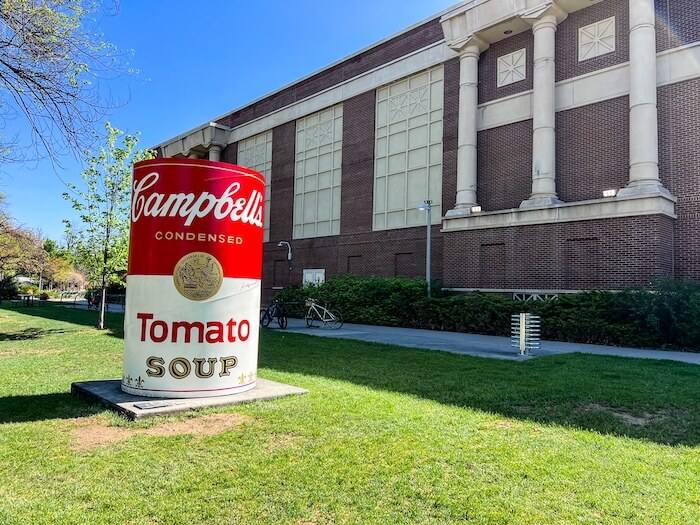 A giant Campbell’s soup can on a Fort Collins campus