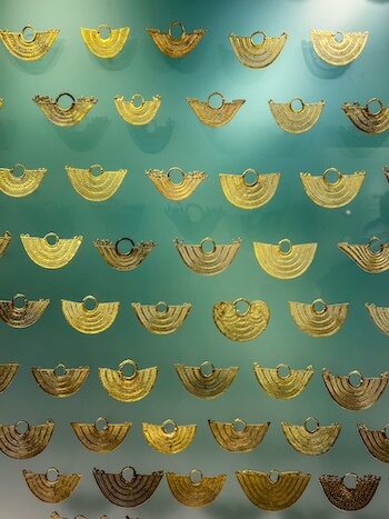 Golden items at the Gold Museum in Bogotá