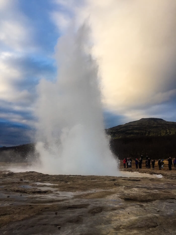 Exploding Geysir on an Iceland road trip