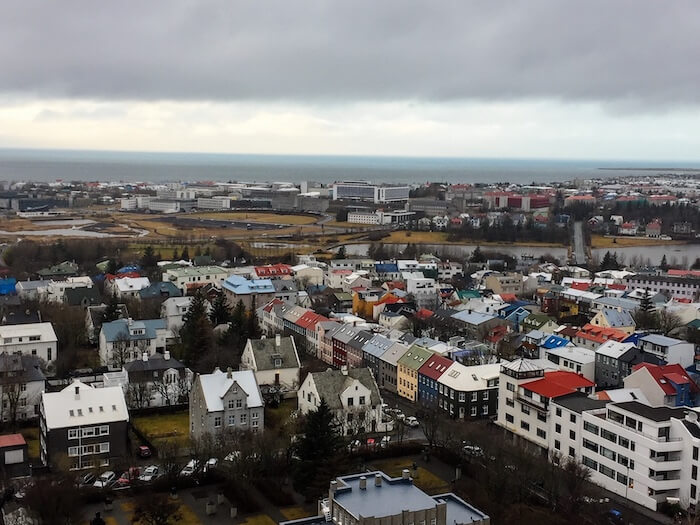 A view from above of Reykjavik, Iceland