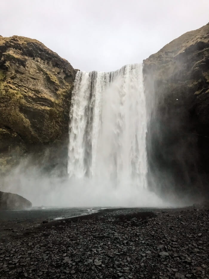 The gushing Skogafoss in Iceland