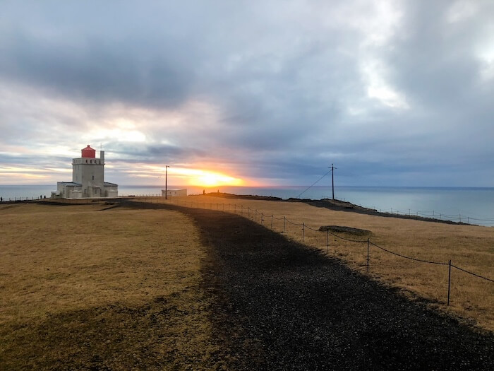 A setting sun in Iceland