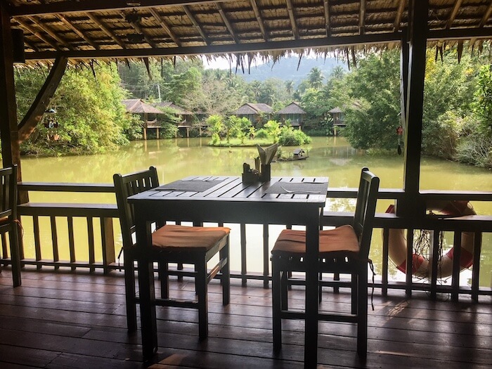 A beautiful hotel table in Thailand with a view