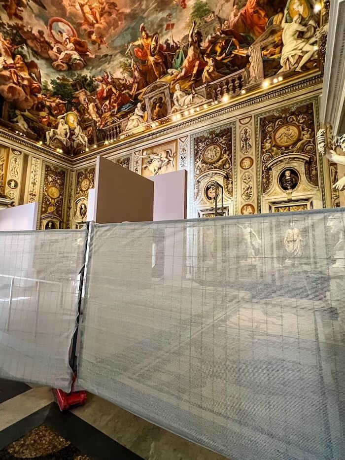 A closed portion of the Borghese Gallery in Rome