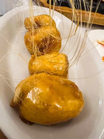 A Chinese dessert with spun sugar in Rome