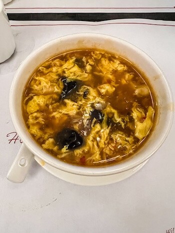 A bowl of soup at a Chinese restaurant in Rome