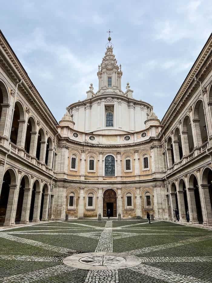 The courtyard of St. Ivo alla Sapienza in Rome