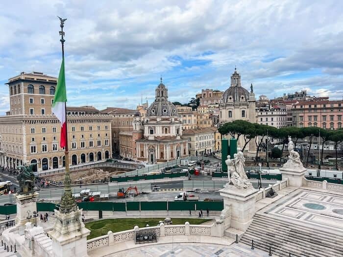 A view from the top of a monument in Rome