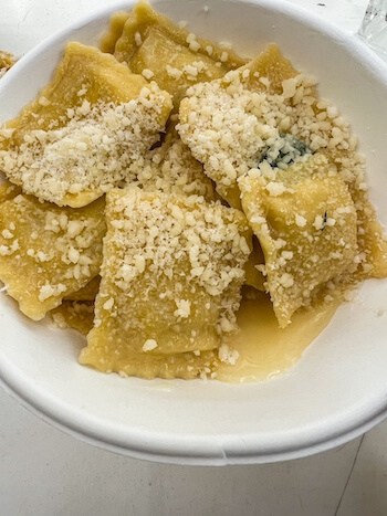 Fresh ravioli at a market in Rome