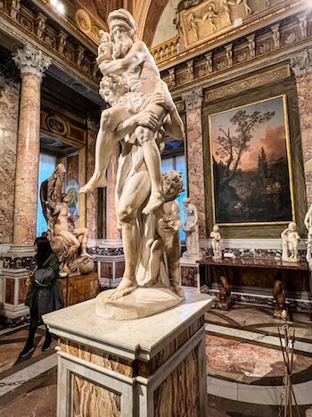 Art inside the Borghese Gallery and Museum in Rome