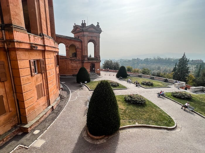 Outside the Sanctuary of the Madonna di San Luca as an answer to, "Is Bologna worth visiting?"