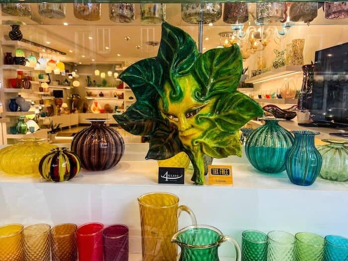 Glass at a shop in Murano