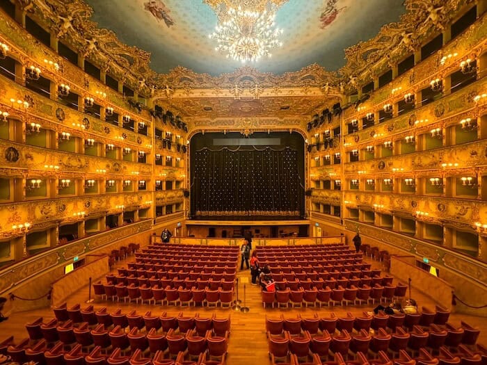 A view from above of Teatro La Fanice in Venice, Italy