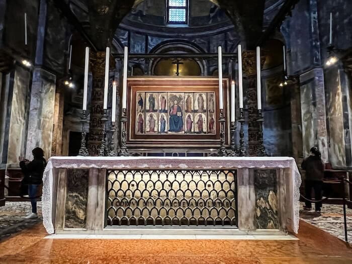 Inside St. Mark's Basilica in Venice, Italy