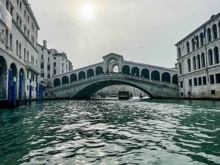 The Rialto Bridge from the Grand Canal in Venice