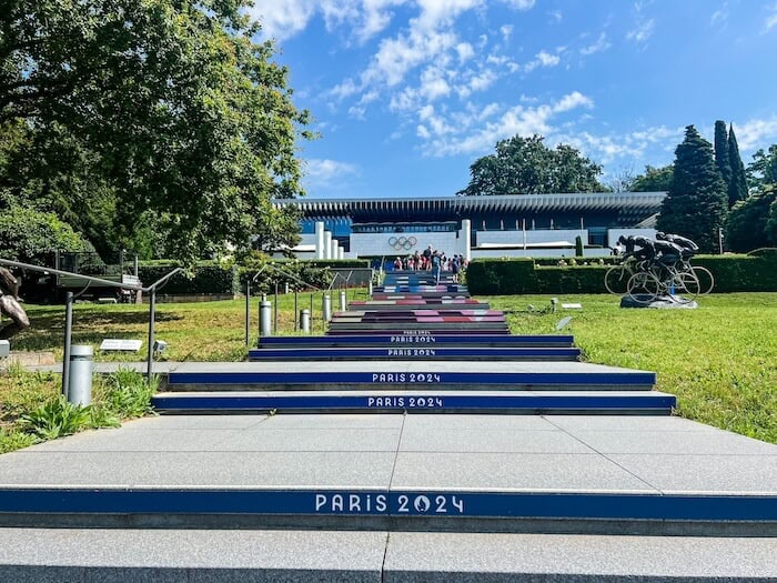Outside the Olympic Museum in Lausanne, Switzerland