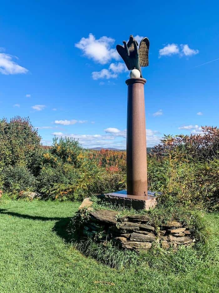 A totem at Dog Mountain in Vermont