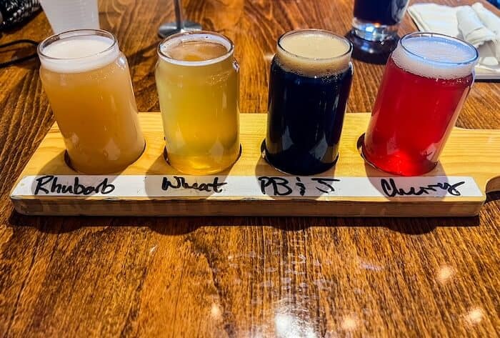 Tasters of beer at a brewery in Fairplay