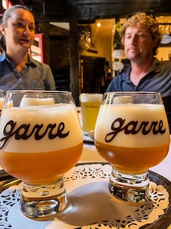 Beers at a bar in Bruges