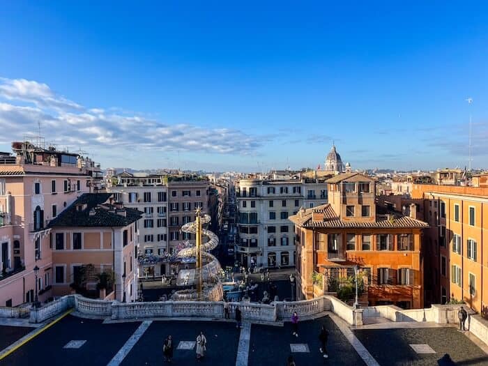 A view of above of the Spanish Steps in Rome