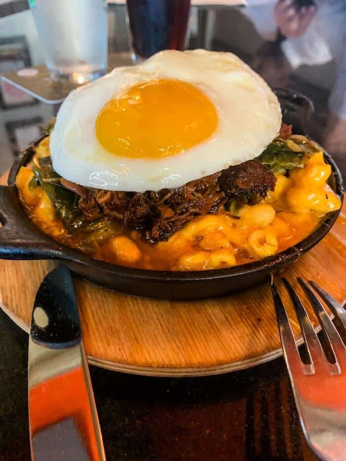 A skillet of food in Athens, Georgia