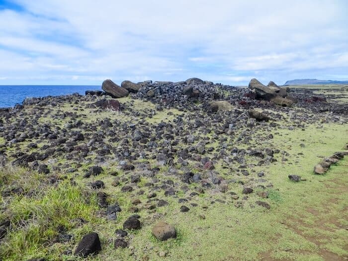 The rubble of Ahu Akahanga on Easter Island