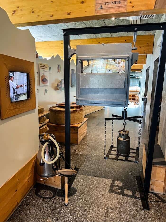 An exhibit about making cheese at La Maison du Gruyère
