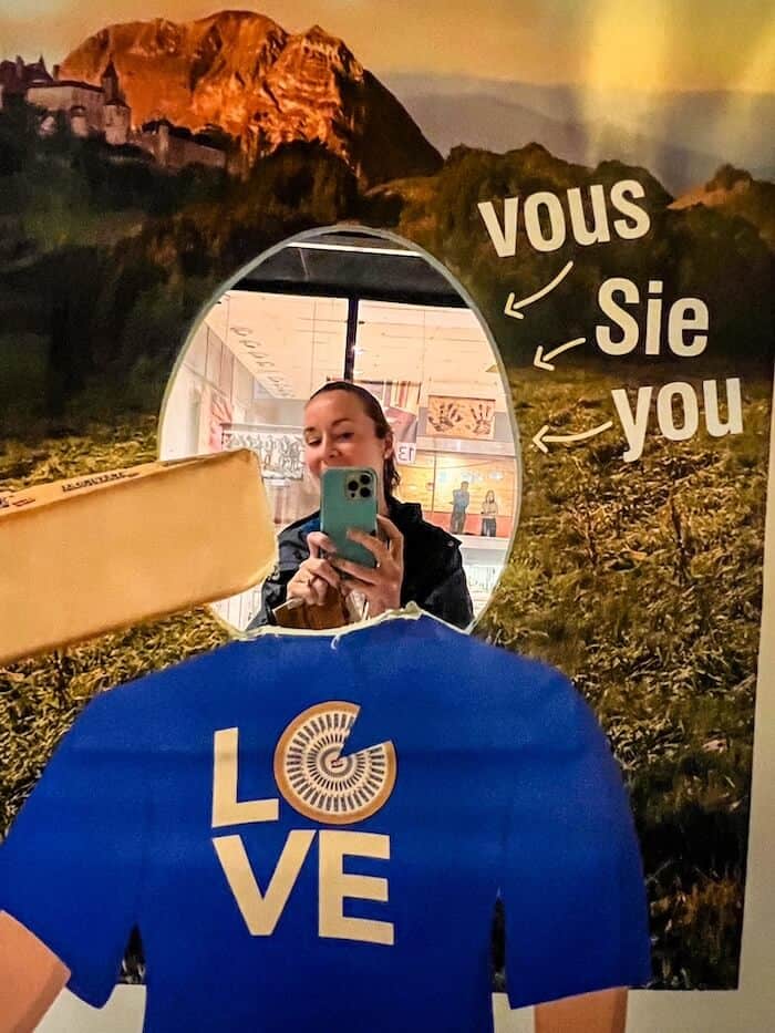 Taking a selfie at La Maison du Gruyère