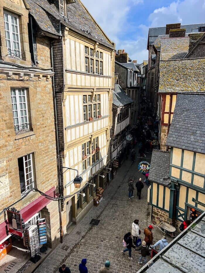 Shops from above at Mont-Saint-Michel