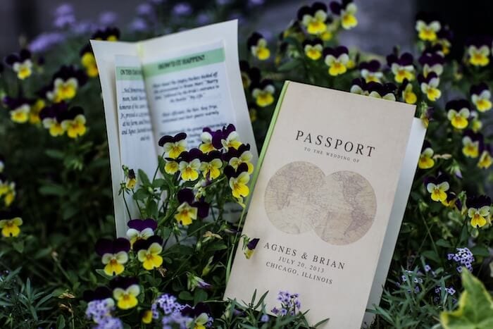 Passports as wedding decor