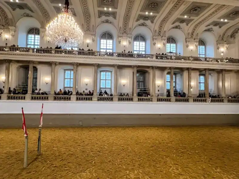 Inside the arena of the Spanish Riding School in Vienna