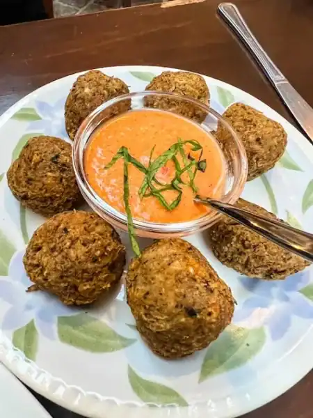 Lentil balls at a restaurant in Chania