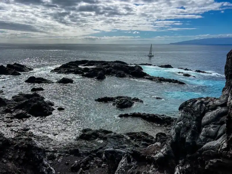 A moody viewpoint overlooking natural pools in Tenerife