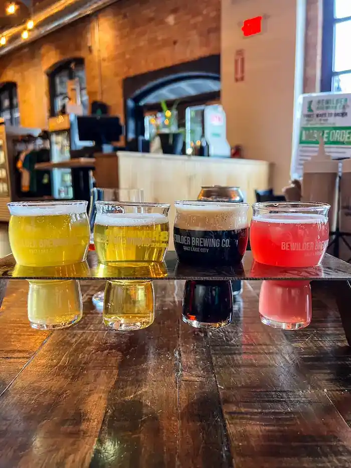 Beer tasters at a brewery in Salt Lake City