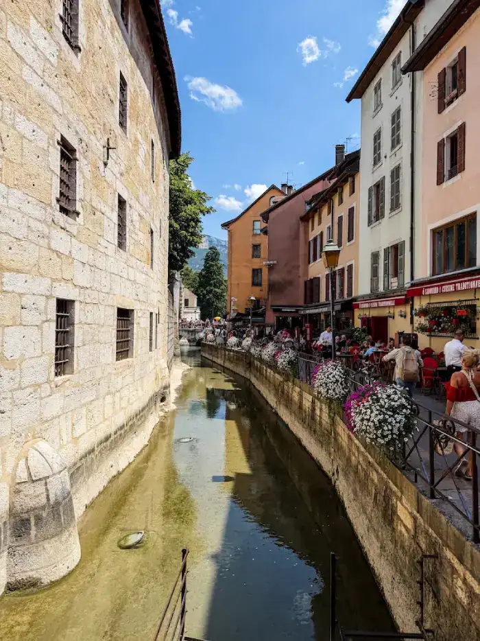 Cafes along a canal in Annecy