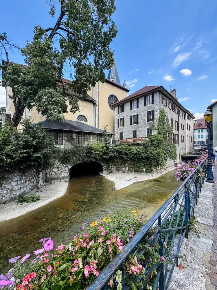 A flower-filled canal in Annecy