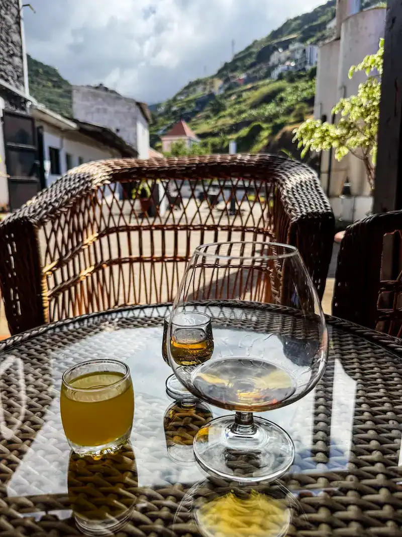 A rum cocktail and tasters in Madeira
