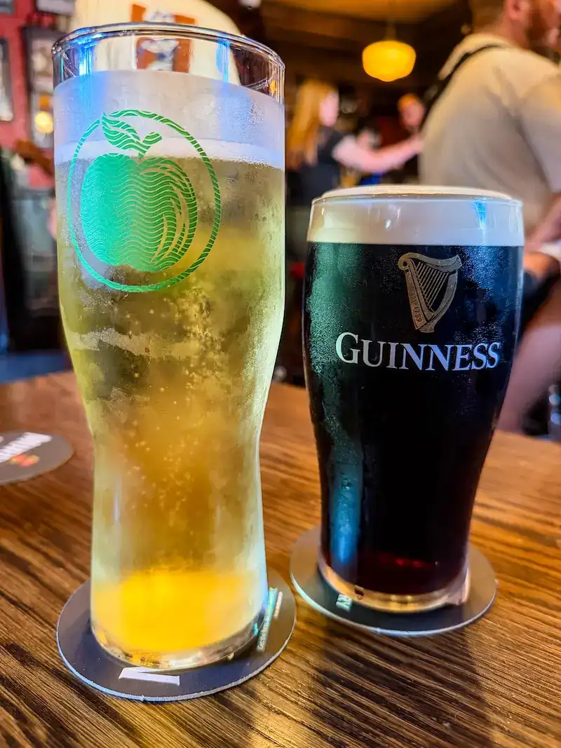 Beer and cider at a pub in Dublin
