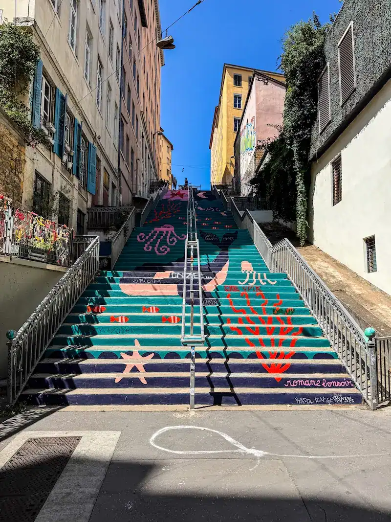 Colorful stairs in Lyon